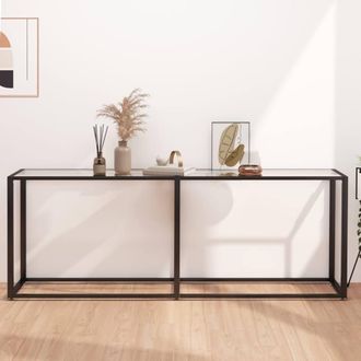 Berkfield Home Console Table Transparent 200x35x75.5cm Tempered Glass in Clear | Size: 200x35x75.5 cm