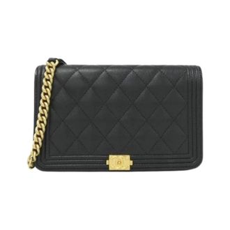 Chanel Pre-owned Boy Caviar Skin Chain Wallet - Dames - Pre-owned - Zwart - Maat: ONE Size Leer