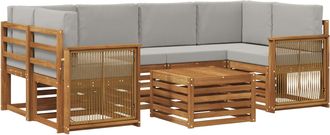 vidaXL Conjunto De Sof&aacute;s De Exterior 7 Uds. Natural Y Gris Claro Vidaxl