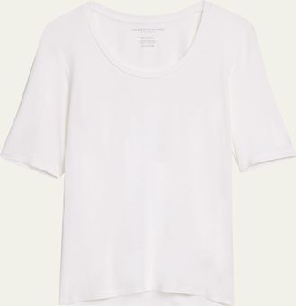 Majestic Filatures Elbow-Sleeve Scoop-Neck Shirt