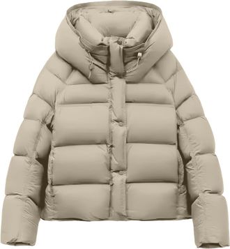 Generic Puffer Jackets for Women UK Winter Warm Quilted Down Jacket Womens Cropped Zip Up Padded Coats Long Sleeve Hooded Coat Loose Fit Plain Casual Jacket w