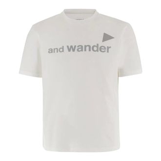 And Wander T-Shirts, male, White, Size: XL Cotton T-shirt with lettering logo