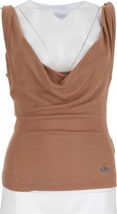 Vivienne Westwood Brown Cowl Neck Viscose-Blend Tank Top