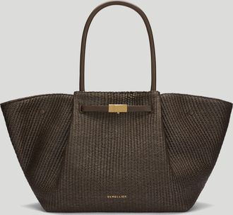 DeMellier The New York in Espresso Raffia & Espresso Smooth Leather Shoulder bag