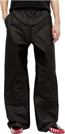 Walter Van Beirendonck Glitter Finish Space Pants met reli&euml;fpanelen - Heren - Wijde Broeken - Zwart - L - Polyester - Broeken