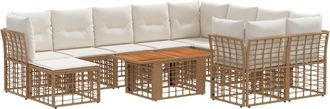 vidaXL Conjunto De Sof&aacute;s De Jard&iacute;n 11 Uds. Natural Y Crema Vidaxl