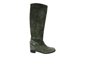 Christian Louboutin Pre-owned Womens Boots with Chain in Green Suede - Size UK 3.5
