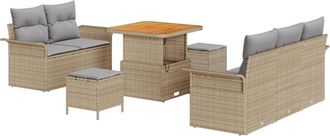 vidaXL Vidaxl - Garden Sofa Set Height-Adjustable 8 pcs Beige Poly Rattan