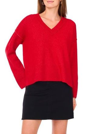 Vince Camuto High-Low V-Neck Sweater in Luminous Red at Nordstrom Rack, Size Medium