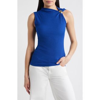 Loveappella Side Twist Texture Sleeveless Top in Royal at Nordstrom, Size X-Large