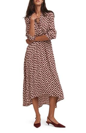 Mint Velvet Lip Print Shirt Dress in Red at Nordstrom, Size 2