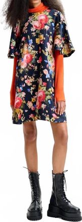 Essentiel Jamie Wide A-Line Mini Dress In Black Blue Red Floral