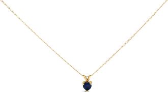 House of Brilliance 14K Gold 5X5 MM Heart Shaped Gemstone Solitaire Pendant Necklace