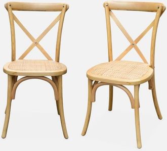 Sweeek Sweeek - Silla de bistró vintage de madera, set de 2, Belleville, Natural, 48.5x53.5x88.5 cm