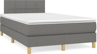 vidaXL Cama Box Spring Con Colch&oacute;n Tela Gris Oscuro 120x190 Cm Vidaxl