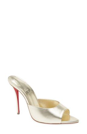Christian Louboutin Miss Z Pointed Toe Metallic Sandal in G306 Platine/Lin Platine at Nordstrom, Size 10.5Us