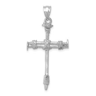 Diamond2Deal 14k White Gold Nail Cross Pendant