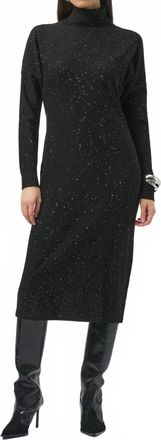 Joseph Ribkoff Sequined Sweater Knit Turtleneck Sheath Dress In Sequin Black