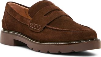 Blondo Waterproof Penny Loafer in Chocolate Suede at Nordstrom, Size 8.5