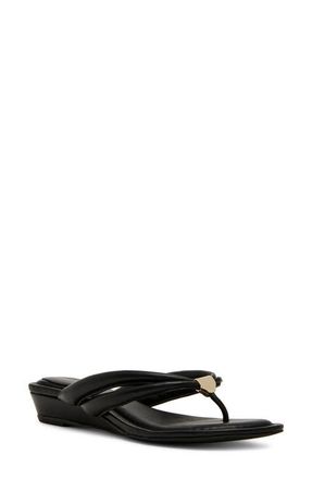 Anne Klein Bari Wedge Sandal in Black at Nordstrom, Size 9.5