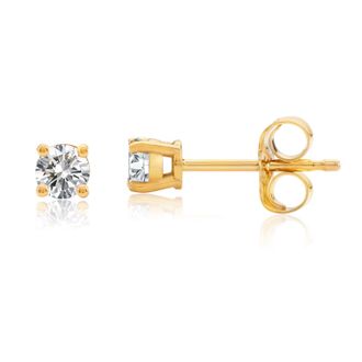 MAX + STONE Certified 14k Yellow Gold Lab Grown Diamond Solitaire Stud Earrings (1/4 ct. tw)