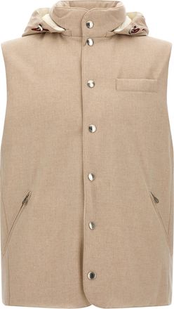 Brunello Cucinelli Beige Wool Sleeveless Mens Jacket
