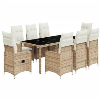 vidaXL Set De Mesa Y Sillas De Jard&iacute;n 5 Pzas Y Cojines Rat&aacute;n Pe Beige Vidaxl