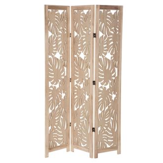 Atmosphera Biombo Separador De Ambientes Sal&oacute;n Dormitorio 3 Paneles Madera Paulownia Palm Color Roble