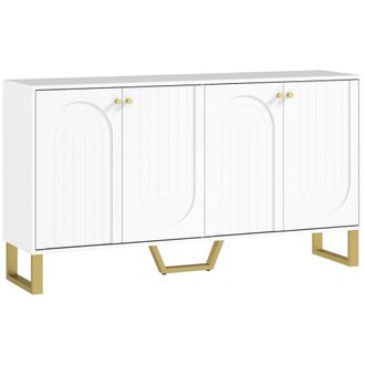 HOMCOM Aparador para sal&oacute;n 140.8x35x77.5 cm blanco