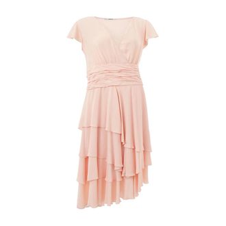 Lardini Roze Midi-jurk met Volants en V-hals - Dames - Casual kleedjes - Roze - S - Kleedjes