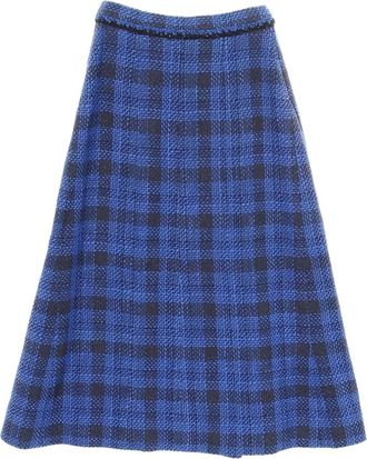 Chanel 1986-1988 button tweed midi skirt - Blue
