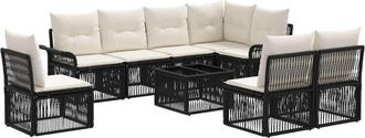 vidaXL Conjunto De Sof&aacute;s De Jard&iacute;n 9 Uds. Negro Rat&aacute;n Sint&eacute;tico Vidaxl