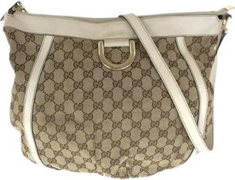 Gucci Pre-owned Abbey GG Canvas Leren Schoudertas - Dames - Vintage Schoudertas - Beige - ONE Size - Leer - Vintage