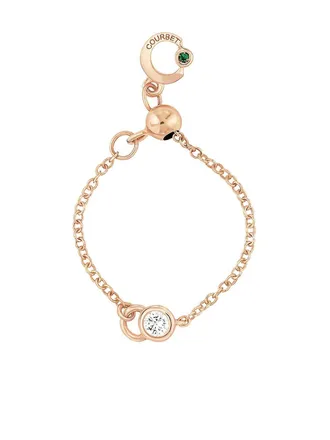 COURBET 18kt recycled rose gold laboratory-grown diamond CO adjustable chain ring - Pink