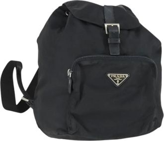 Prada Pre-owned Backpacks, female, Black, Size: ONE SIZE Pre-owned Vintage Nylon Backpack