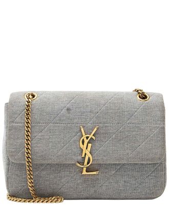 Saint Laurent Grey Quilted Jersey Monogram Jamie Medium Shoulder Bag (Authentic Pre-Loved)