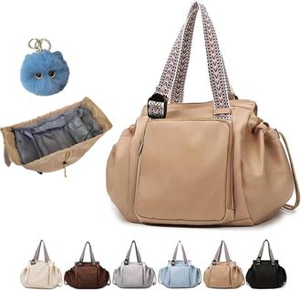 Generic Essential Tote, Travel Bag, 15 Pockets Compartments, Multifunctional Travel Organizer Bags (Khaki)