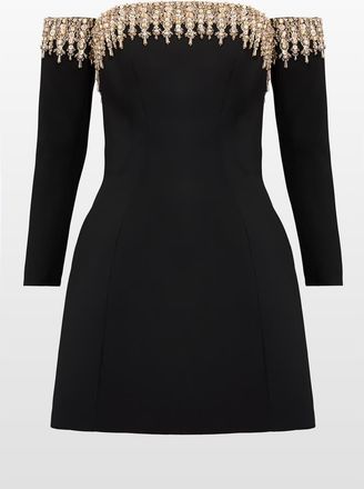 Jenny Packham Love Bubble Off-Shoulder Mini Dress in Liquorice at Nordstrom, Size 8 Uk