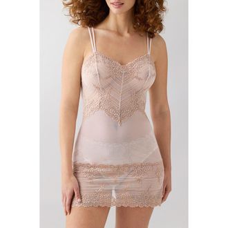 Wacoal Embrace Lace Chemise in Angel Wing/Rose Dust at Nordstrom, Size Xx-Large