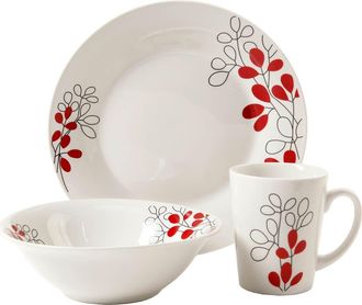 Gibson Scarlet Leaves 12 pc Dinnerware Set in White at Nordstrom