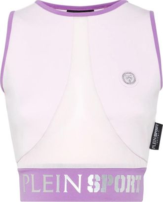 Plein Sport Crop Top - Dames - Sportshirts - Wit - XL - Polyester - Fitness