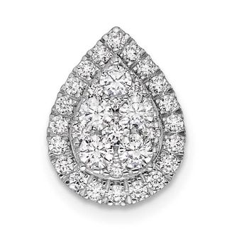 Diamond2Deal 14K White Gold Lab Grown Diamond Teardrop Chain Slide Pendant (0.7ct, VS, G-H)