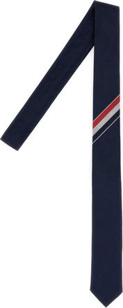 Thom Browne grosgrain stripe tie - men - Silk/Cotton/Polyester - One Size - Blue
