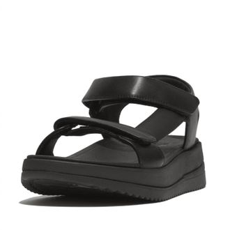 FitFlop Womens Surff Adjustable Leather Sandal In Black