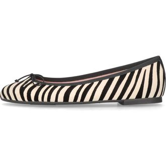 Pretty Ballerinas Round Toe Zebra Ballet Flat in White at Nordstrom, Size 38.5
