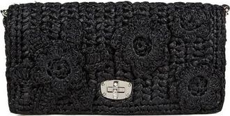 Miu Miu Iconische Crystal Cloqu&eacute; Nappa Leren Tas - Dames - Schoudertassen - Zwart - ONE Size - Satijn - Tassen
