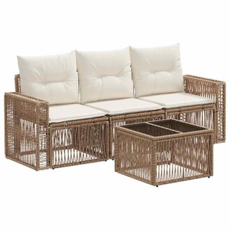 vidaXL Conjunto De Sof&aacute;s De Jard&iacute;n 4 Pcs Beige Y Blanco Crema Vidaxl