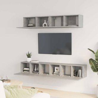 Berkfield Home Classic 5 Piece TV Cabinet Set Concrete Grey Engineered Wood