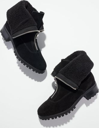 Talbots Tish Zip Suede Ankle Boots - Black - 10 1/2 M Talbots