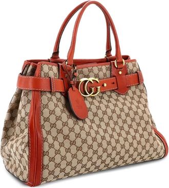Gucci GG Running GG Canvas with Leather Large tote bag - Brown